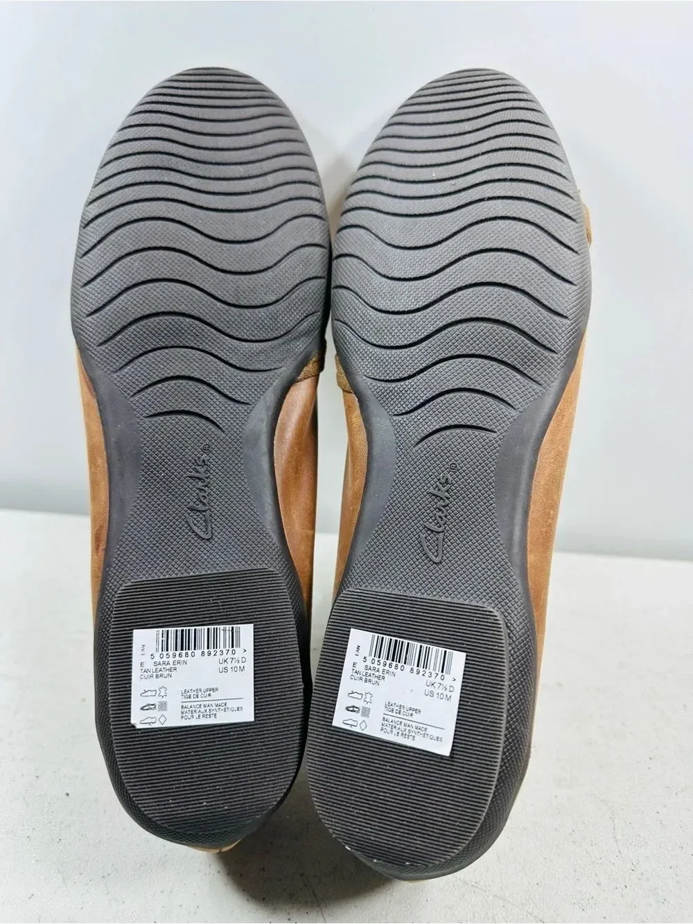 Clarks Sara Erin Flats Womens 10M Brown Cushioned Comfort Slip On Shoes